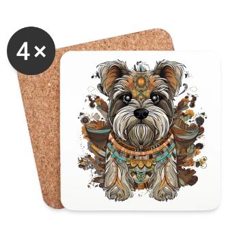 Mosaik-Hund - Untersetzer (4er-Set) - Weiß - Vorne