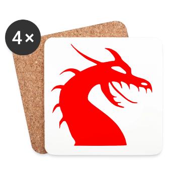 Rote Drachenkopf Silhouette - Untersetzer (4er-Set) - Weiß - Vorne