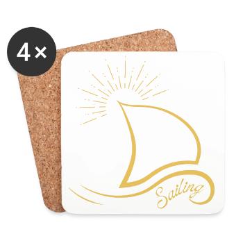 Sailing Minimalist - Sailing Yachting T-Shirt - Untersetzer (4er-Set) - Weiß - Vorne