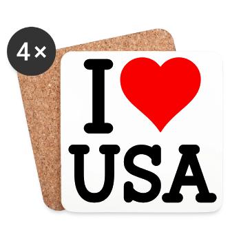 i love usa - Dessous de verre (lot de 4) - blanc - Devant