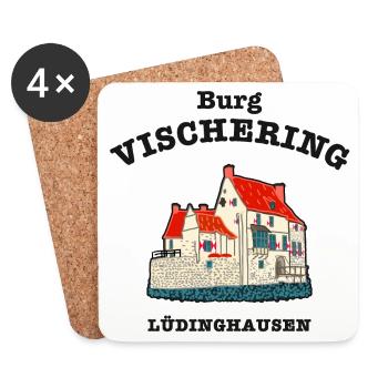 Lüdinghausen, Burg Vischering - Untersetzer (4er-Set) - Weiß - Vorne