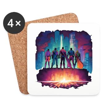 Super-héros - Dessous de verre (lot de 4) - blanc - Devant