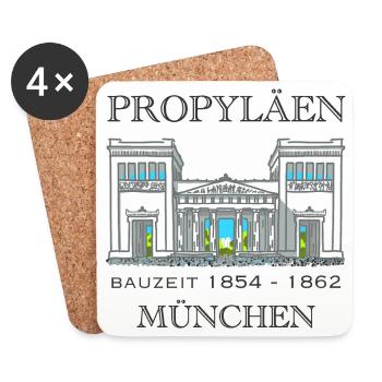 München Propyläen, Bayern - Untersetzer (4er-Set) - Weiß - Vorne