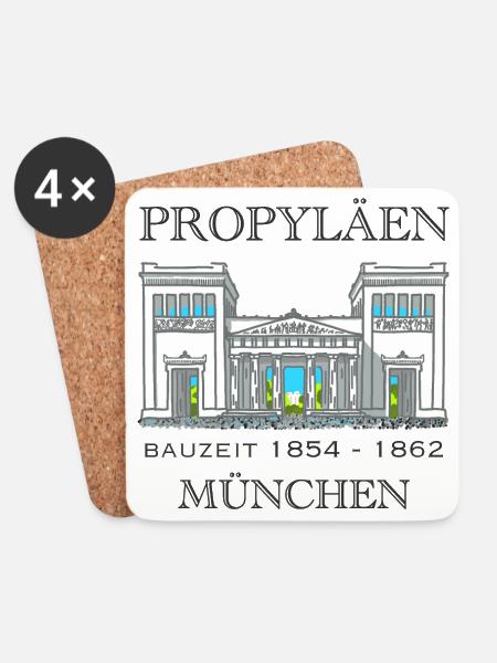 München Propyläen, Bayern - Untersetzer (4er-Set) - Weiß