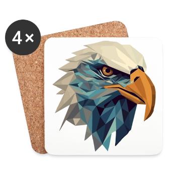 Aigle stylisé, géométrique - Dessous de verre (lot de 4) - blanc - Devant
