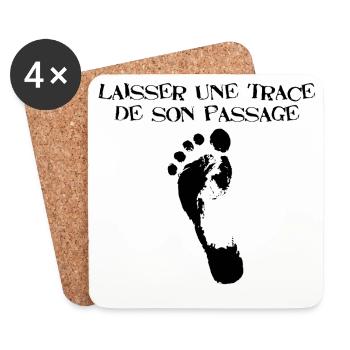Laisser une trace de son passage (noir) - Dessous de verre (lot de 4) - blanc - Devant