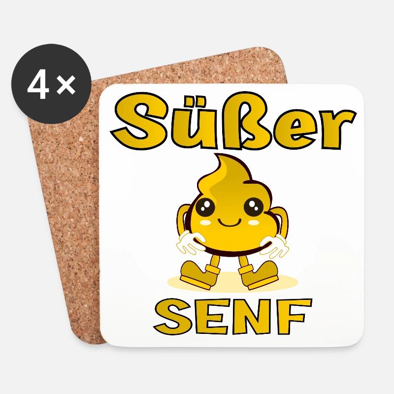 GRILLSOßE - Süßer Senf - Untersetzer (4er-Set) - Weiß