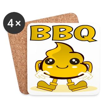 KAWAII BBQ - BARBECUE SENFSOSSE - CARTOON - Untersetzer (4er-Set) - Weiß - Vorne