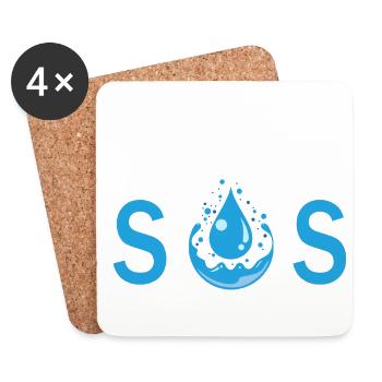 S.O.S - Dessous de verre (lot de 4) - blanc - Devant