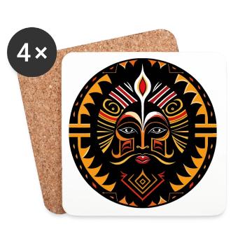 Afrika Totem Stammes-Tattoo - Untersetzer (4er-Set) - Weiß - Vorne