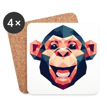 Singe polygonal - Dessous de verre (lot de 4) - blanc - Devant