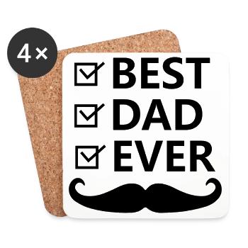 Best dad ever - Dessous de verre (lot de 4) - blanc - Devant