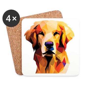 Golden Retriever Hund Polygon - Untersetzer (4er-Set) - Weiß - Vorne