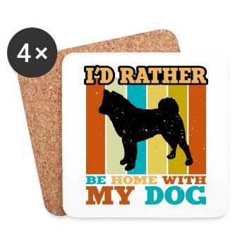 American Akita Dog Lover Silhouette Vintage Sunset - Dessous de verre (lot de 4) - blanc - Devant