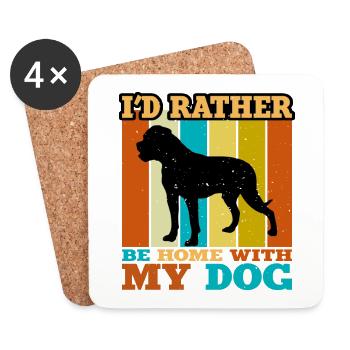 American Bulldog Dog Lover Silhouette Retro Sunset - Coasters (set of 4) - white - Front