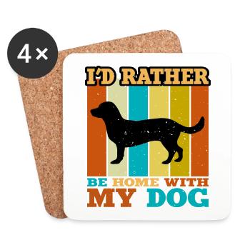 Alpine Dachsbracke Dog Silhouette Retro Sunset - Dessous de verre (lot de 4) - blanc - Devant