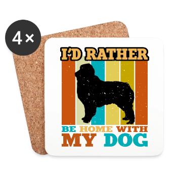 Austrealian Shephard Hund Silhouette Retro Sunset - Untersetzer (4er-Set) - Weiß - Vorne