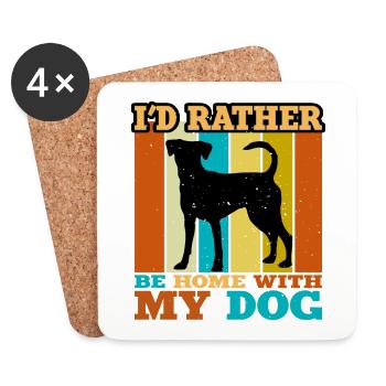 Pinscher Autrichien Dog Love Silhouette Retro Sunset - Dessous de verre (lot de 4) - blanc - Devant