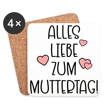 Alles Liebe zum Muttertag - MUTTERTAGSSPRÜCHE - Untersetzer (4er-Set) - Weiß - Vorne