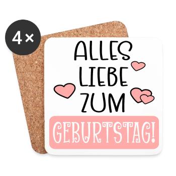 Alles Liebe zum Geburtstag - Geburtstagssprüche - Untersetzer (4er-Set) - Weiß - Vorne
