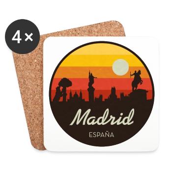 Madrid Sonnenuntergang Skyline Retro - Untersetzer (4er-Set) - Weiß - Vorne