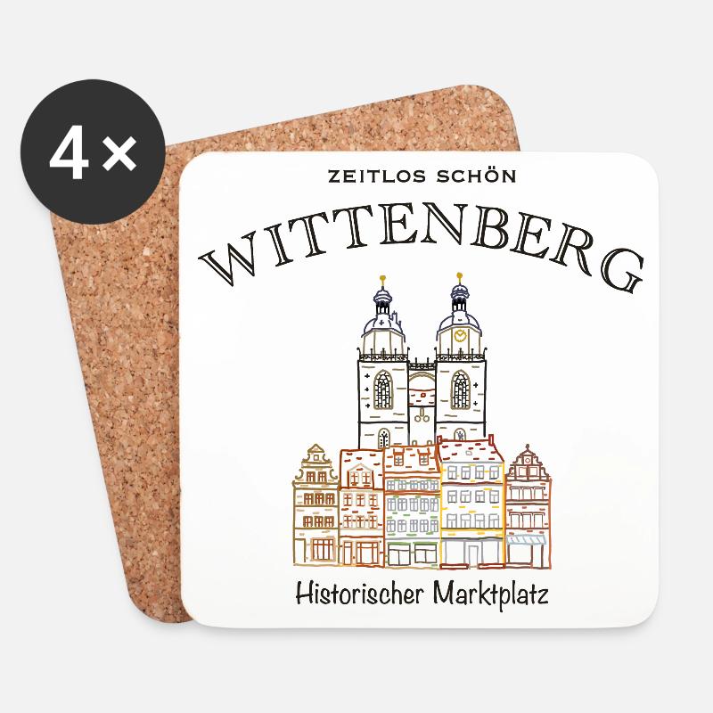 Wittenberg, kultiger Marktplatz, Weltkulturerbe - Untersetzer (4er-Set) - Weiß