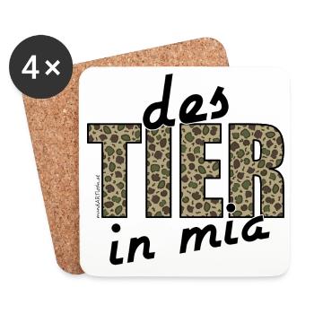 des Tier in mia - das Tier in mir, Dialekt - Untersetzer (4er-Set) - Weiß - Vorne