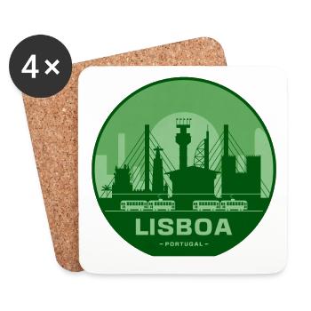 Lisboa Bridges Silhouette Trains - Coasters (set of 4) - white - Front