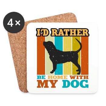 Bluthund Hund Liebhaber Silhouette Vintage Sonnenuntergang - Untersetzer (4er-Set) - Weiß - Vorne