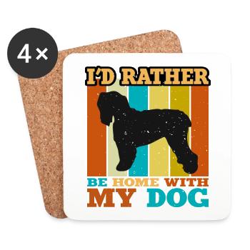 Noir Terrier Russe Chien Silhouette Rétro Coucher de Soleil - Dessous de verre (lot de 4) - blanc - Devant