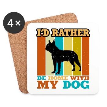 Boston Terrier Dog Lover Silhouette Vintage Sunset - Dessous de verre (lot de 4) - blanc - Devant