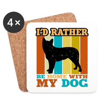 Blue Heeler Dog Lover Silhouette Vintage Sunset - Untersetzer (4er-Set) - Weiß - Vorne