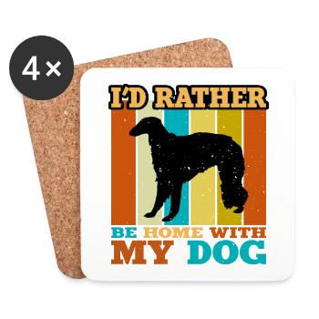 Borzoi Dog Lover Silhouette Vintage Sunset - Coasters (set of 4) - white - Front