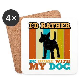 Bull Terrier Miniature Chien Silhouette Rétro Coucher de Soleil - Dessous de verre (lot de 4) - blanc - Devant