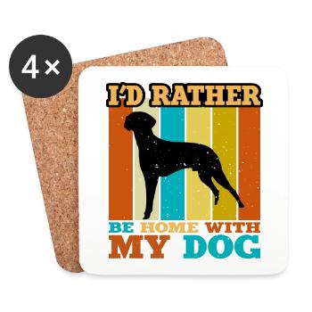 Braque Francais Dog Love Silhouette Vintage Sunset - Coasters (set of 4) - white - Front