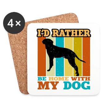 Braque Saint Germain Dog Silhouette Retro Sunset - Coasters (set of 4) - white - Front