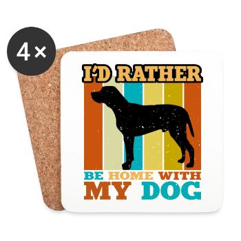 Braque Du Bourbonnais Dog Silhouette Retro Sunset - Coasters (set of 4) - white - Front