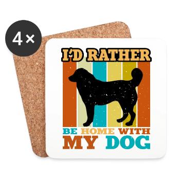 Bukowina Schäferhund Liebe Silhouette Retro Sonnenuntergang - Untersetzer (4er-Set) - Weiß - Vorne