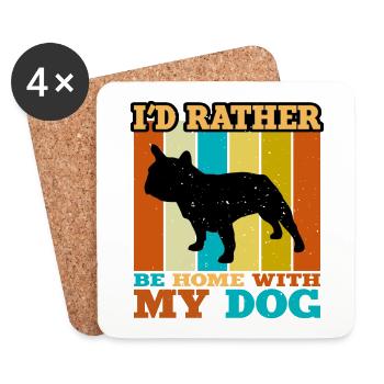 Bulldog Dog Lover Silhouette Vintage Sunset - Dessous de verre (lot de 4) - blanc - Devant