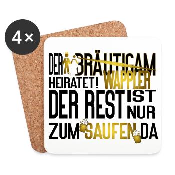 JGA Männer Wappler Saufen Spruch - Untersetzer (4er-Set) - Weiß - Vorne