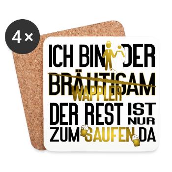 Bräutigam JGA Männer Wappler Saufen Spruch - Untersetzer (4er-Set) - Weiß - Vorne