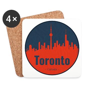 Toronto Skyline Circle Badge - Coasters (set of 4) - white - Front