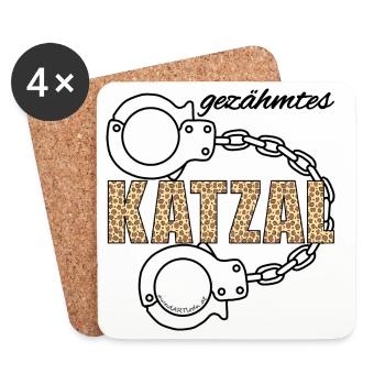 gezähmtes Katzal - gezähmte Katze, Dialekt - Untersetzer (4er-Set) - Weiß - Vorne