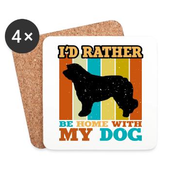 Catalan Chien de Berger Chien Amoureux Silhouette Rétro Coucher de Soleil - Dessous de verre (lot de 4) - blanc - Devant