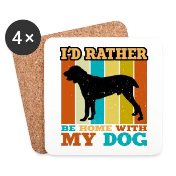 Chien de berger d’Asie centrale Silhouette Rétro Coucher de soleil - Dessous de verre (lot de 4) - blanc - Devant