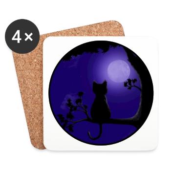 Cat Moon - Coasters (set of 4) - white - Front