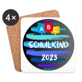 Schulkind 2023 - Erster Schultag - Einschulung - Untersetzer (4er-Set) - Weiß - Vorne