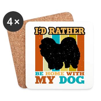 Chow Chow Hund Liebhaber Silhouette Vintage Sonnenuntergang - Untersetzer (4er-Set) - Weiß - Vorne