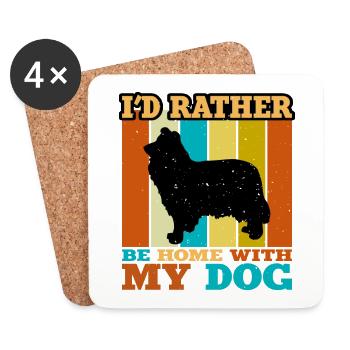 Collie Rough Dog Lover Silhouette Vintage Sunset - Coasters (set of 4) - white - Front