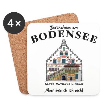 Bodensee, Lindau kultiges Altes Rathaus - Untersetzer (4er-Set) - Weiß - Vorne